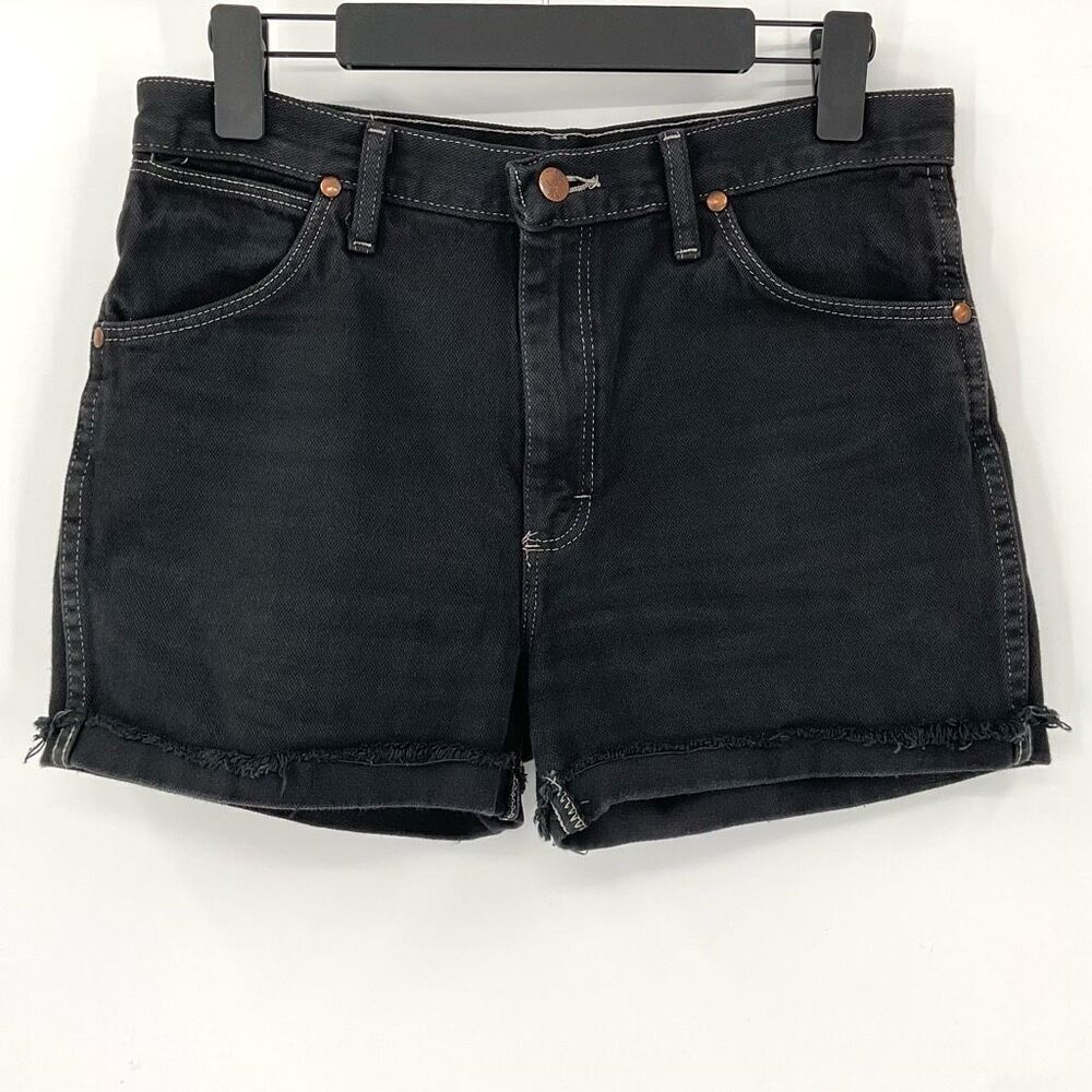 Wrangler‎ Rolled Cuff Cut Off Denim Shorts High Rise Women 31 Faded Black Cotton